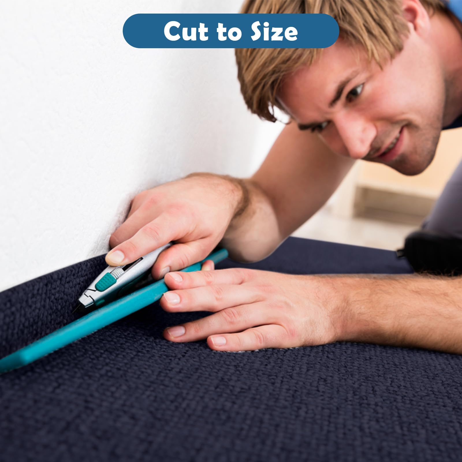 Selbstklebende Teppichfliesen, 30 Stück, blau, 30 x 30 cm, rutschfest, strapazierfähig, quadratisch, leicht anzubringen und zu verlegen, ideal für Büro, Wohnzimmer und Schlafzimmer, zum Abdecken von