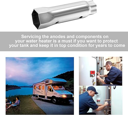 Miniatura 7 de Llave de elemento calentador de agua para caravana, herramienta de extracción de llave hexagonal doble para varilla de ánodo, 1-116 pulgadas x 1-12