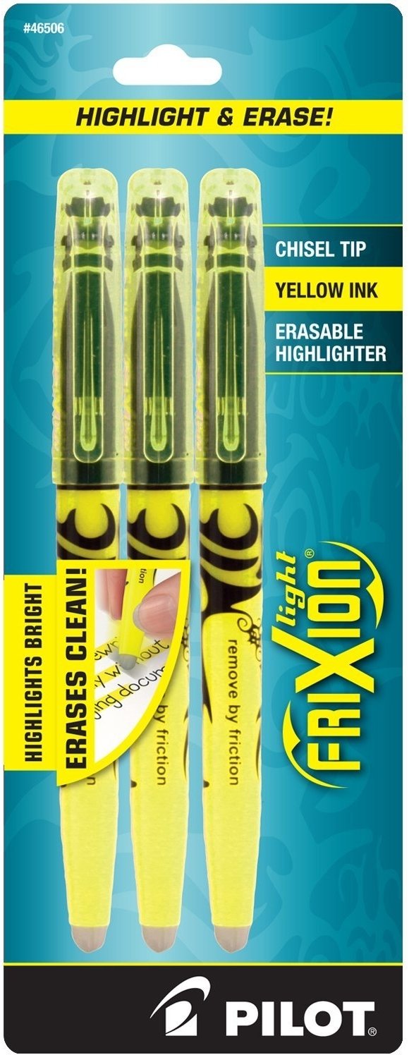 Pilot FriXion Radierbare Textmarker, Meißelspitze, 2er-Pack, Rosafarben, 46522 Pack of 18 gelb