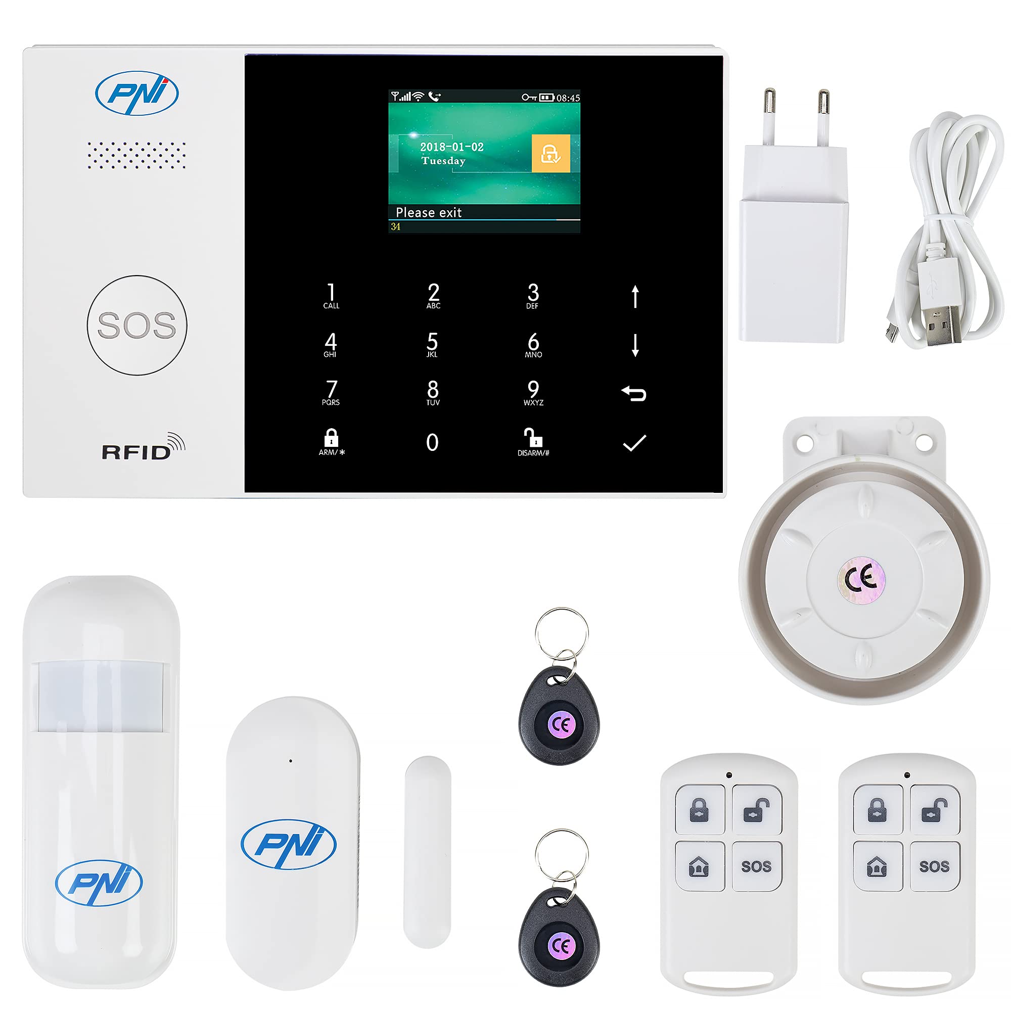 Sistema di allarme senza fili PNI SafeHouse HS600 Wifi GSM 4G, supporta 90 zone wireless e 3 zone cablate, compatibile con l'applicazione Tuya Smart, avviso SMS, chiamata vocale, notifica telefonica