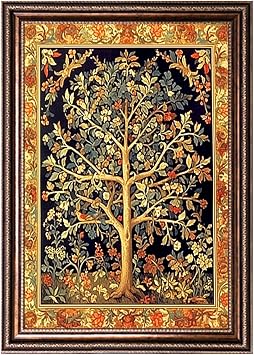 Zhenqing William Morris Tree of Life Cross Stitch Kit - 28x38cm 11CT Botanical Tapestry with Pre-Sorted Threads & Gold-Eye Needles68556
