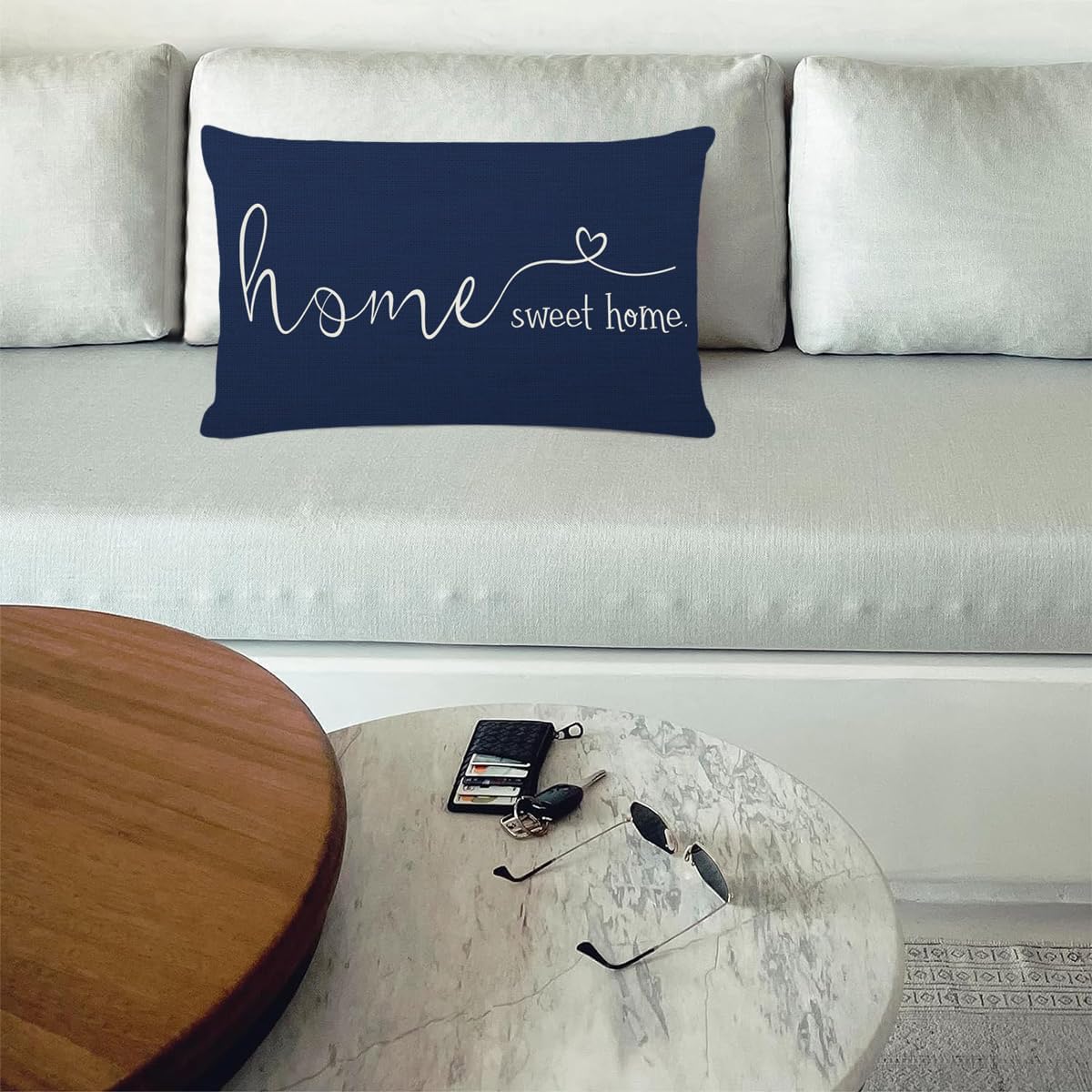 MFGNEH Home Sweet Home Quotes Farmhouse Pillow Covers 12x20 Inch,Farmhouse Decorative Lumbar Throw Pillow Case Cushion Cover,Housewarming Gift,Blue - Image 3