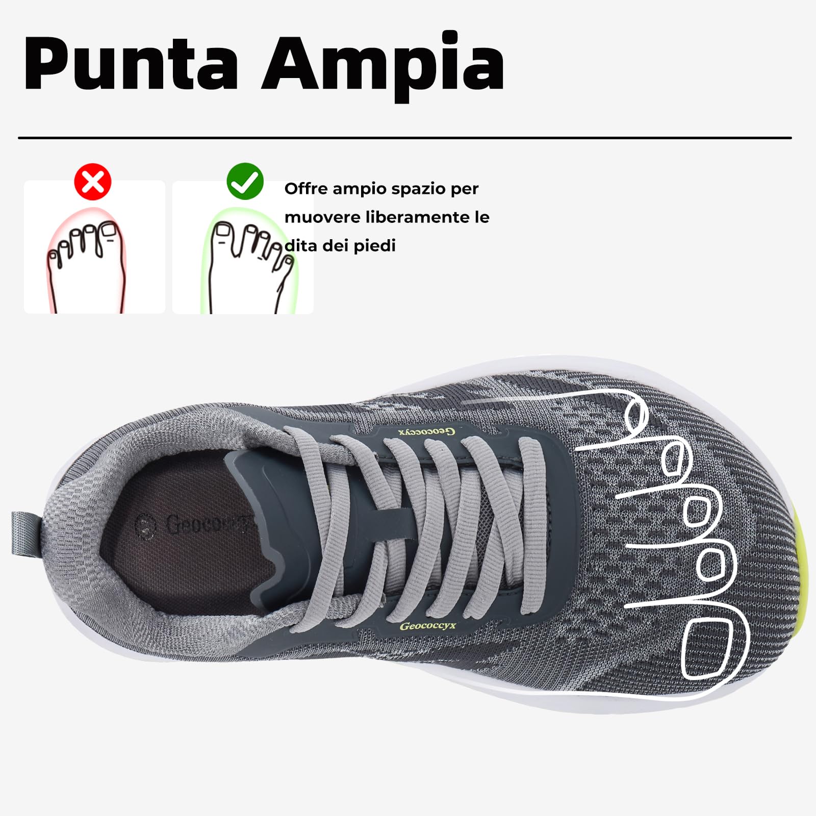 Scarpe da Ginnastica Uomo Punta Larga Running Sneakers Traspiranti Fitness