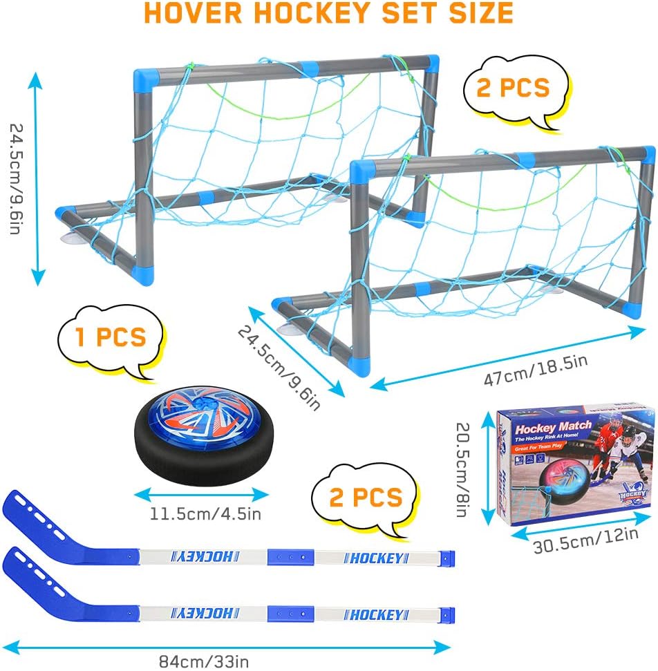 Number-one Hover Hockey Set Boys Toys with Rechargeable LED Hockey Hover, 2 Goals and Sticks, Indoor & Outdoor Air Power Training Ball Hockey Game Sport Toys for Kids Boys Girls Age 4 Years Old : Toys & Games