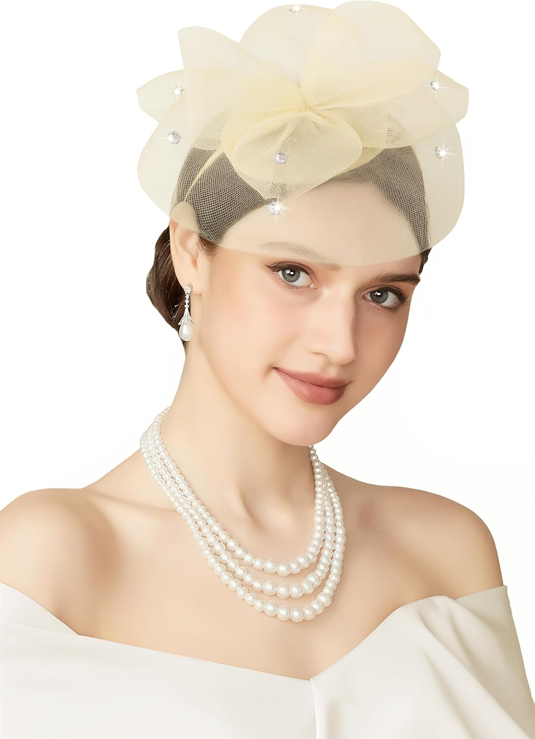 Fascinators Hats for Women - Kentucky Tulle Derby Tea Party Pillbox Hat for Cocktail Wedding Party with Hair Clip