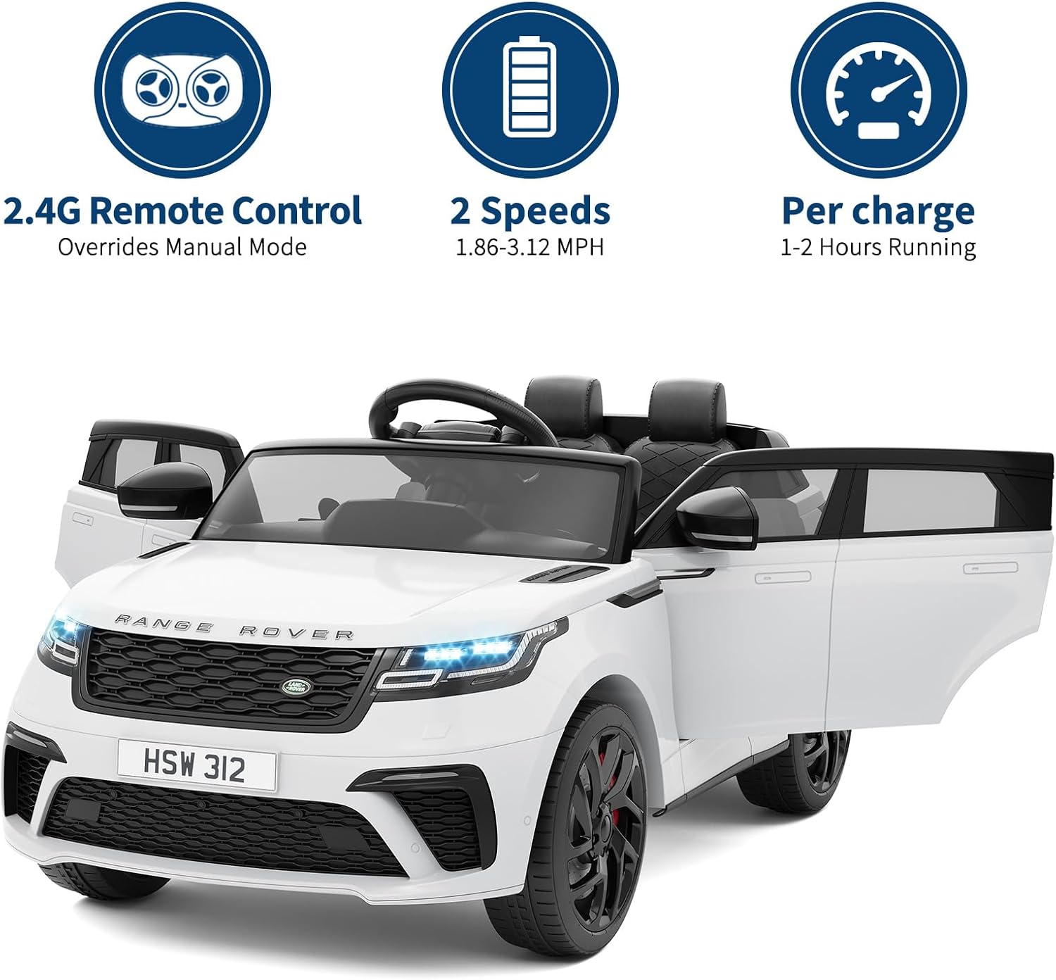 Kids Ride On Car with Remote, Licensed Land Rover Electric Car, Ride On Toys for Kids 3-8 with Mp3 Player, Rocking, Pull Rod