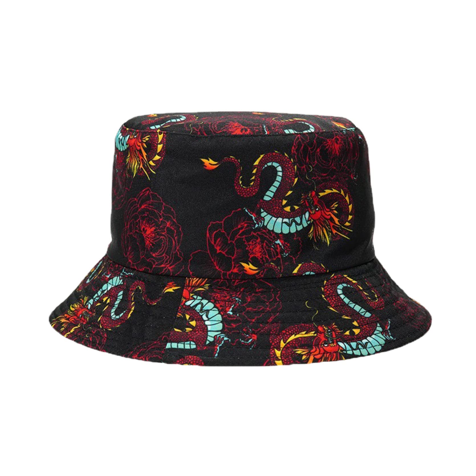 Trjgtas Cappello da Pescatore da Donna Cappello da Pescatore con Stampa Drago alla Moda per Uomo Berretto da Pesca Estivo all'aperto Hip Hop Abbigliamento da Strada per Il Tempo Libero