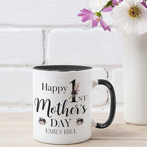 Miniatura 7 de Regalos para el primer día de la madre, taza de café personalizada con foto y nombre, 11 o 15 onzas, 10 opciones de color, taza personalizada para