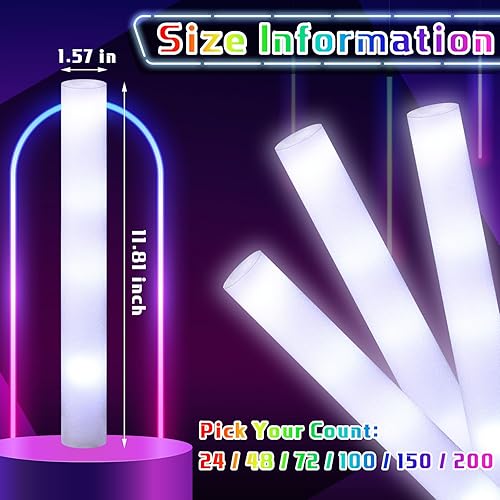 Miniatura 2 de Liliful Varitas de alegría LED brillantes para boda, para cumpleaños, despedida de soltera, rave, carnaval, concierto, fiesta que brilla en la