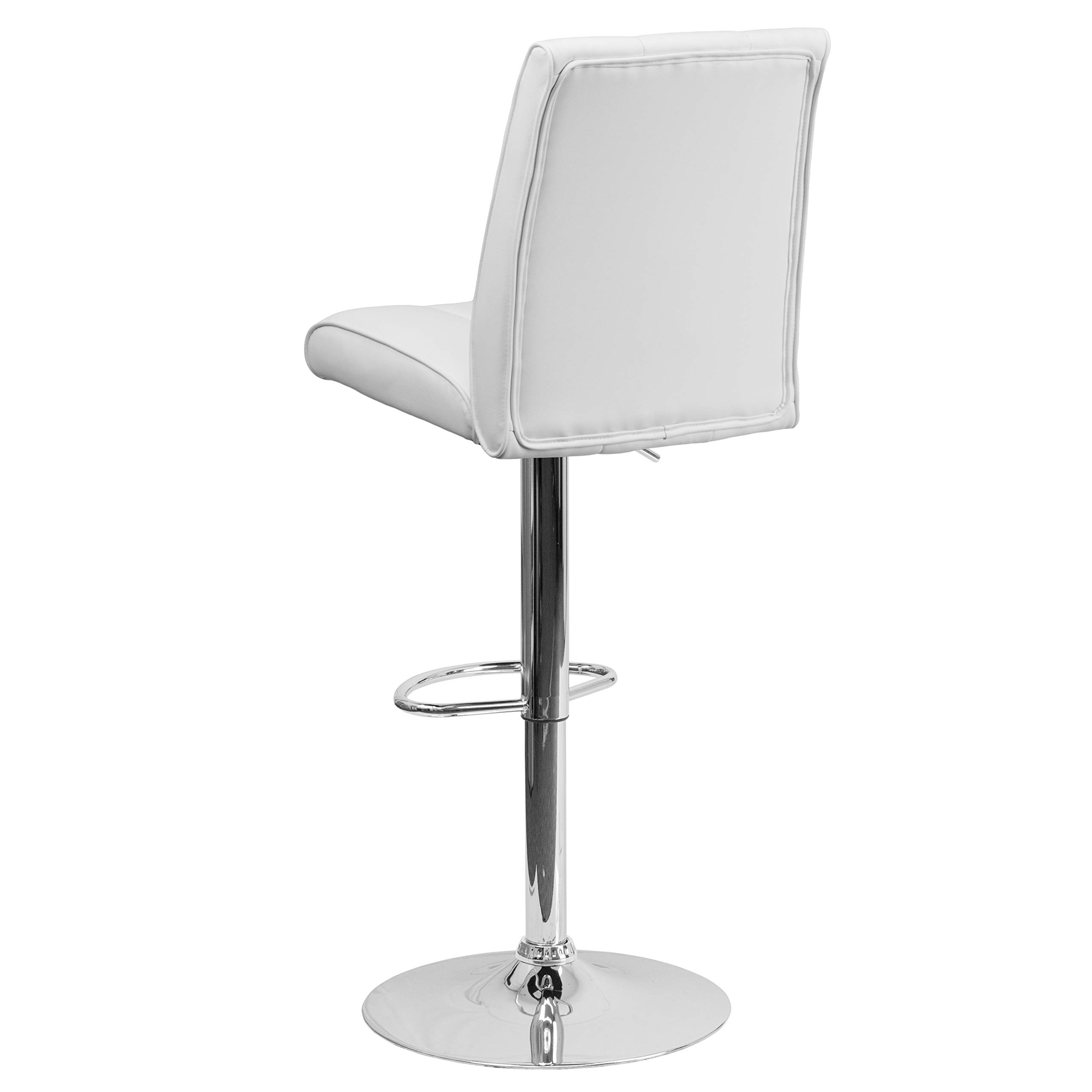 Flash Furniture - Sgabello da bar in vinile, altezza regolabile, con base cromata CH-122090-BLK-GG Confezione doppia 2 pezzi bianco