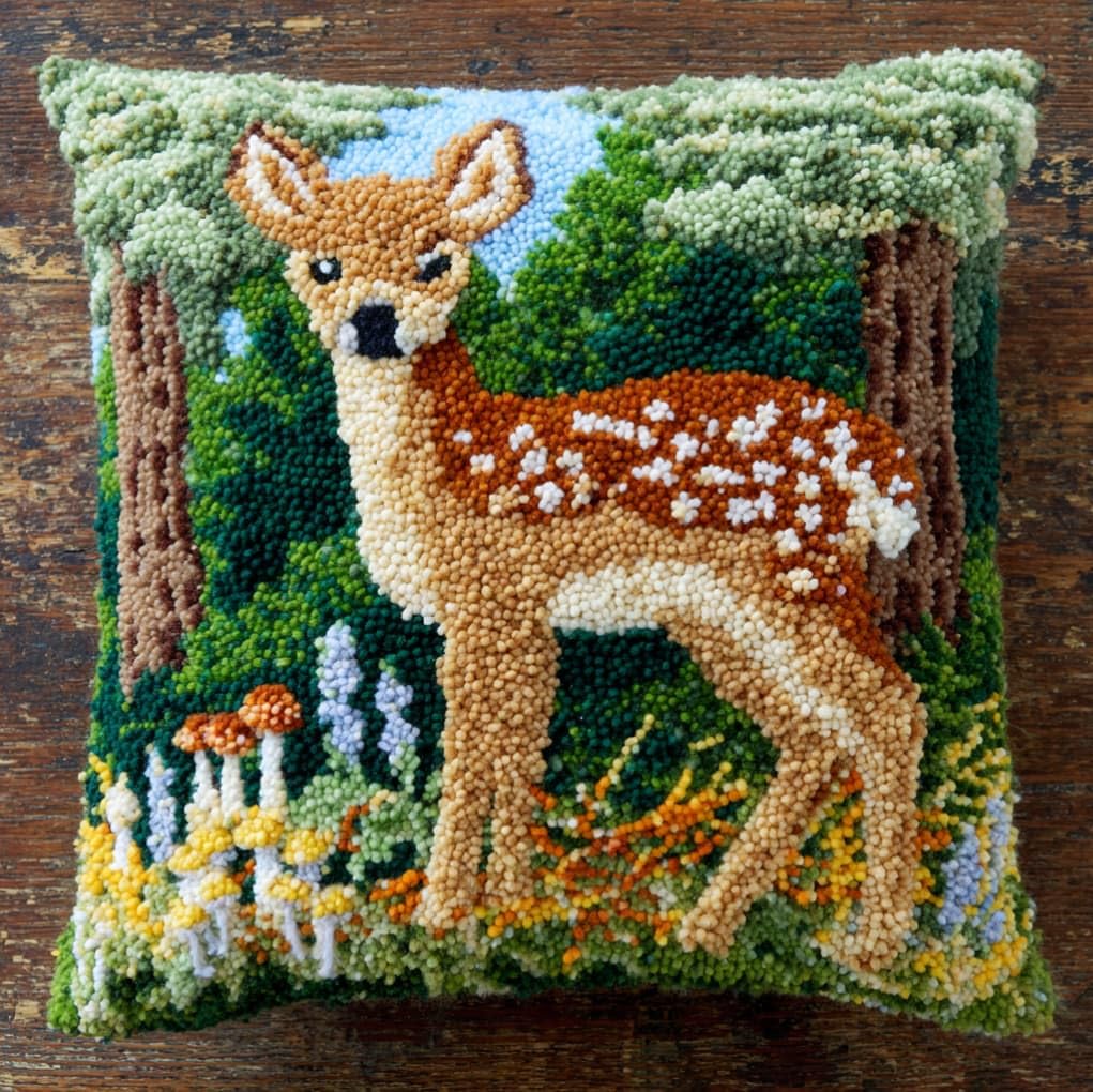 AxiangziK Latch Hook Kit for Adults 43x43cm,Forest sika Deer