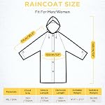 2 Ponchos de pluie portatifs noirs, Roctee Veste de pluie réutilisable pour adultes avec capot, imperméables en plein air, manteau de pluie