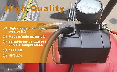 Miniatura 4 de Interruptor de presión LF10-4H, control de reemplazo del interruptor de presión del compresor de aire de 4 puertos NPT14 95-125 PSI 20A