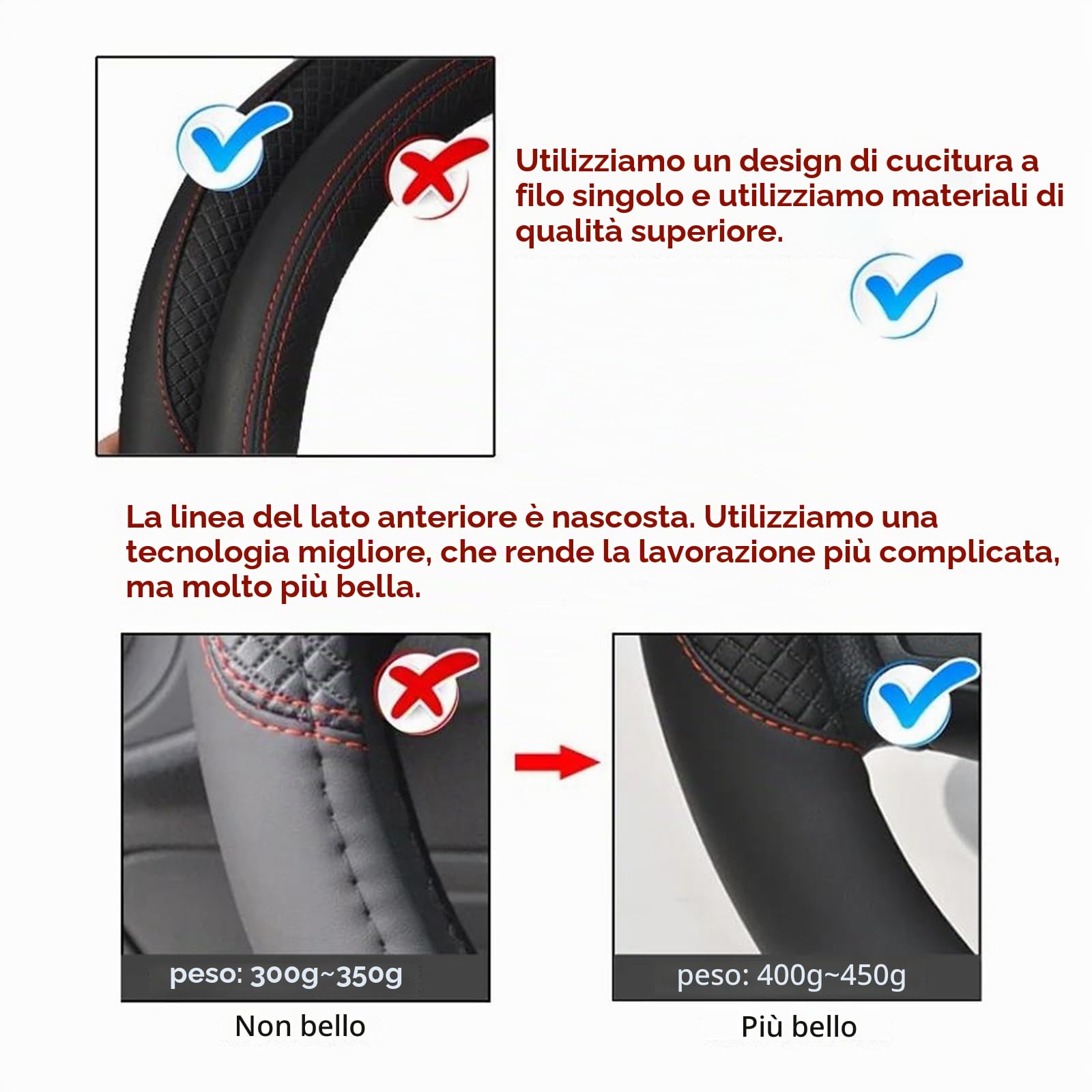 Volante Coprivolante per Mini per Cooper One per Clubman per Countryman per Clubvan Coupe Coprivolante in Pelle per Auto Accessori per Auto Copri Volante(Nero)
