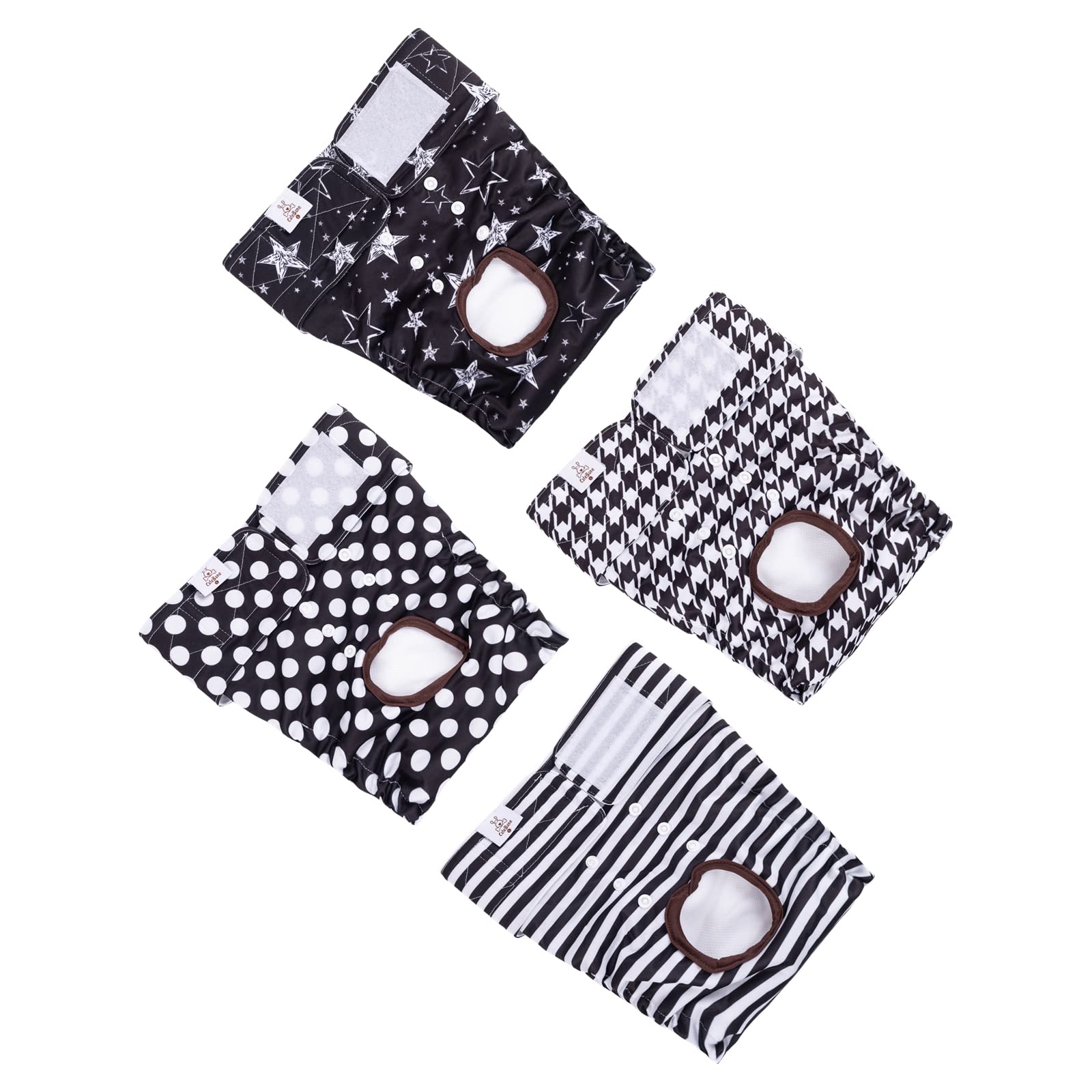 CuteBone Washable Female Dog Diapers 4 Pack Reusable Doggie Heat Diapers for Period FMG01XL