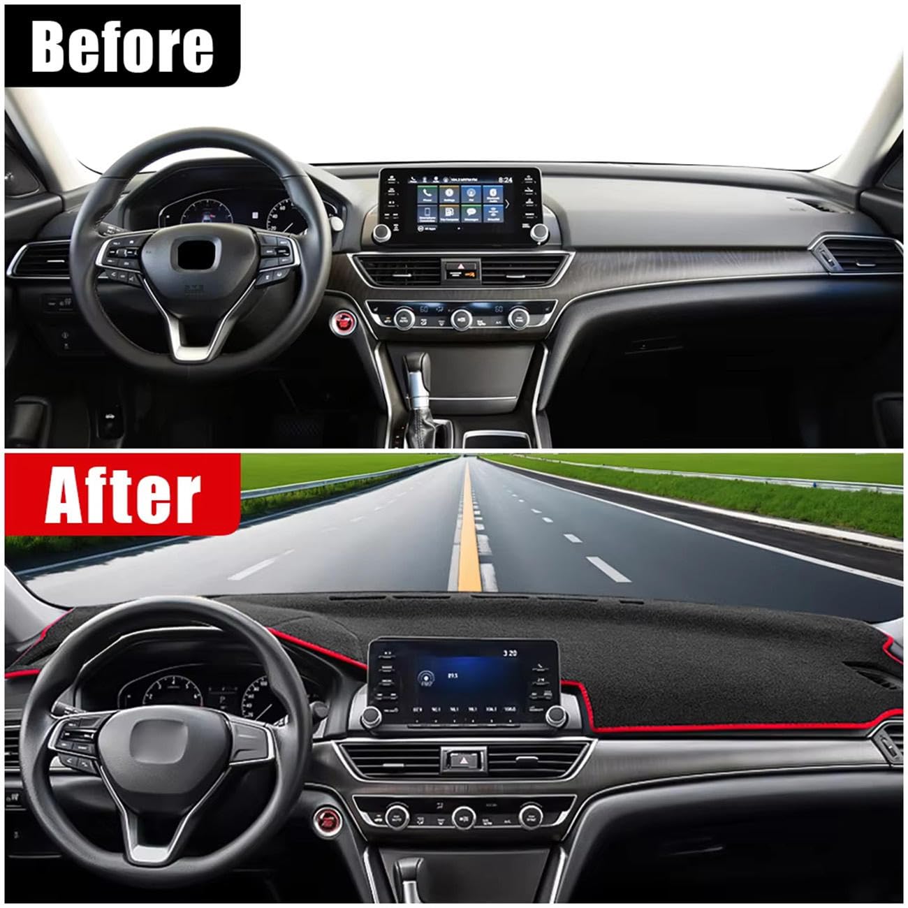 Adatto per Ford Escape Kuga 2020-2024 senza HUD, copertura del cruscotto personalizzata, compatibile con tappetino per cruscotto, protezione per cruscotto del tappeto, antiriflesso