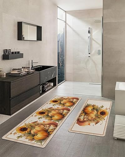 Miniatura 8 de Tapete de baño vintage de Acción de Gracias para bañera, antideslizante, de secado rápido y absorbente, de tierra de diatomeas, fregadero,