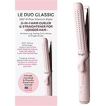 L'ANGE HAIR Le Duo Grande 360&deg; Airflow Styler | 2-in-1 Curling Wand &amp; Titanium Flat Iron Professional Hair Straightener and Curler with Cooling Air Vents to Lock in Style (Blush)