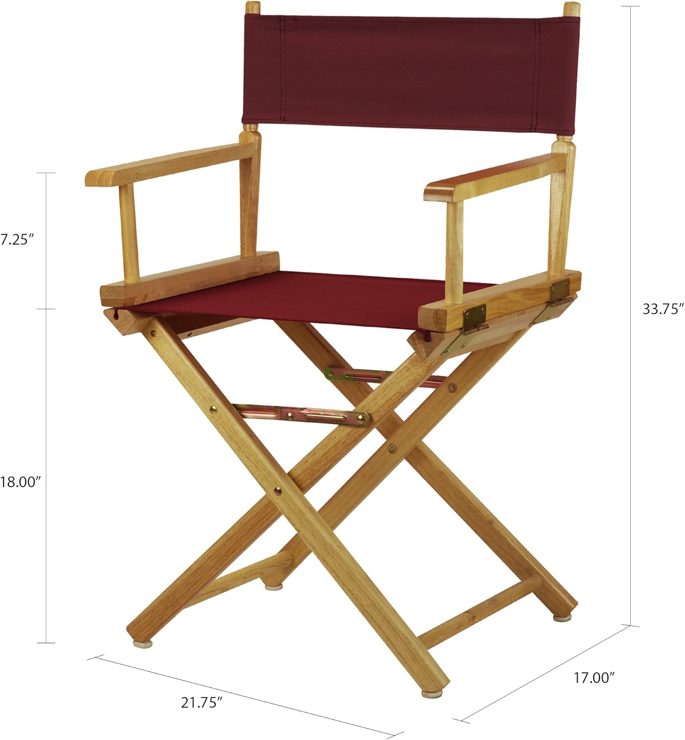 Casual Home 18" Director's Chair Natural Frame with Burgundy Canvas