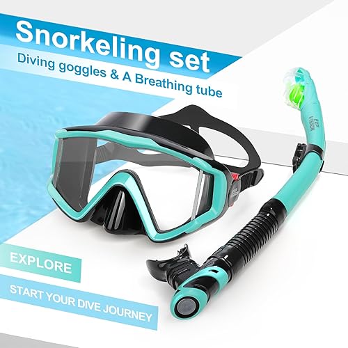 Miniatura 6 de Juego de esnórquel Pano de 3 ventanas, equipo de esnórquel para adultos, gafas de esnórquel profesionales, máscara de buceo antivaho, gafas de