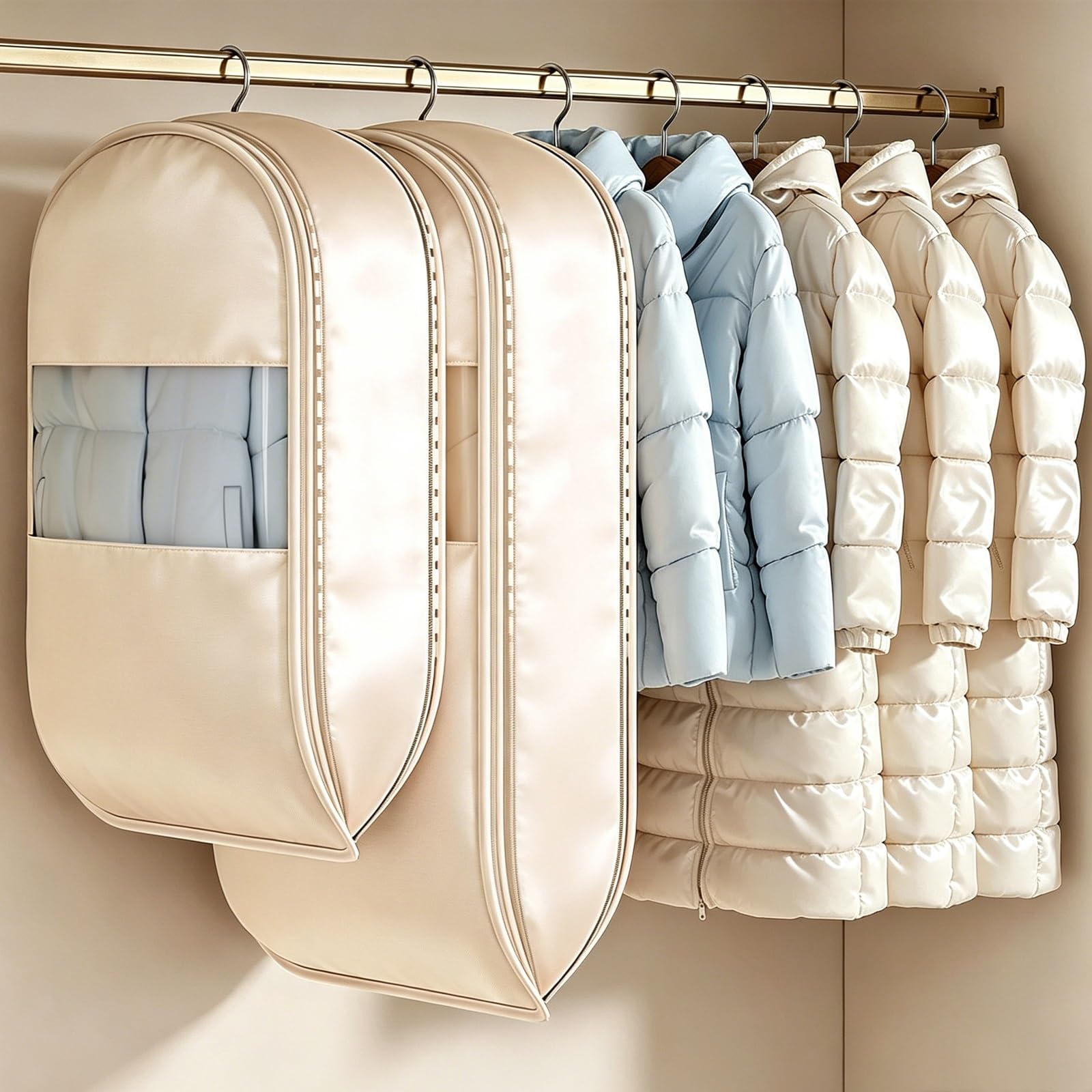 Copri Abiti Compressibile Traspirante Buste per Vestiti Oxford Finestra Trasparente per Piumini Giacche Camicie Maglioni