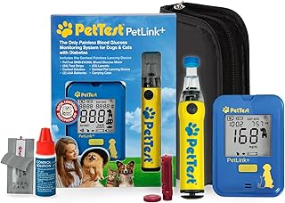 PetTest Painless Glucose Monitoring Kit for Dogs & Cats, Diabetic Pet Blood Sugar Check Gear, Includes Wireless PetLink+ Meter, 50 Test Strips, Genteel Lancing Device, 50 Lancets, Soft Carrying Case