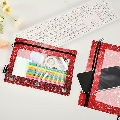 Miniatura 39 de Binder Pouch Purple Gold Shine Marble File Folder Sturdy Pencil Pouch for 3 Ring Binder Clear Window Office Desk Supplies Case Memento Holder with