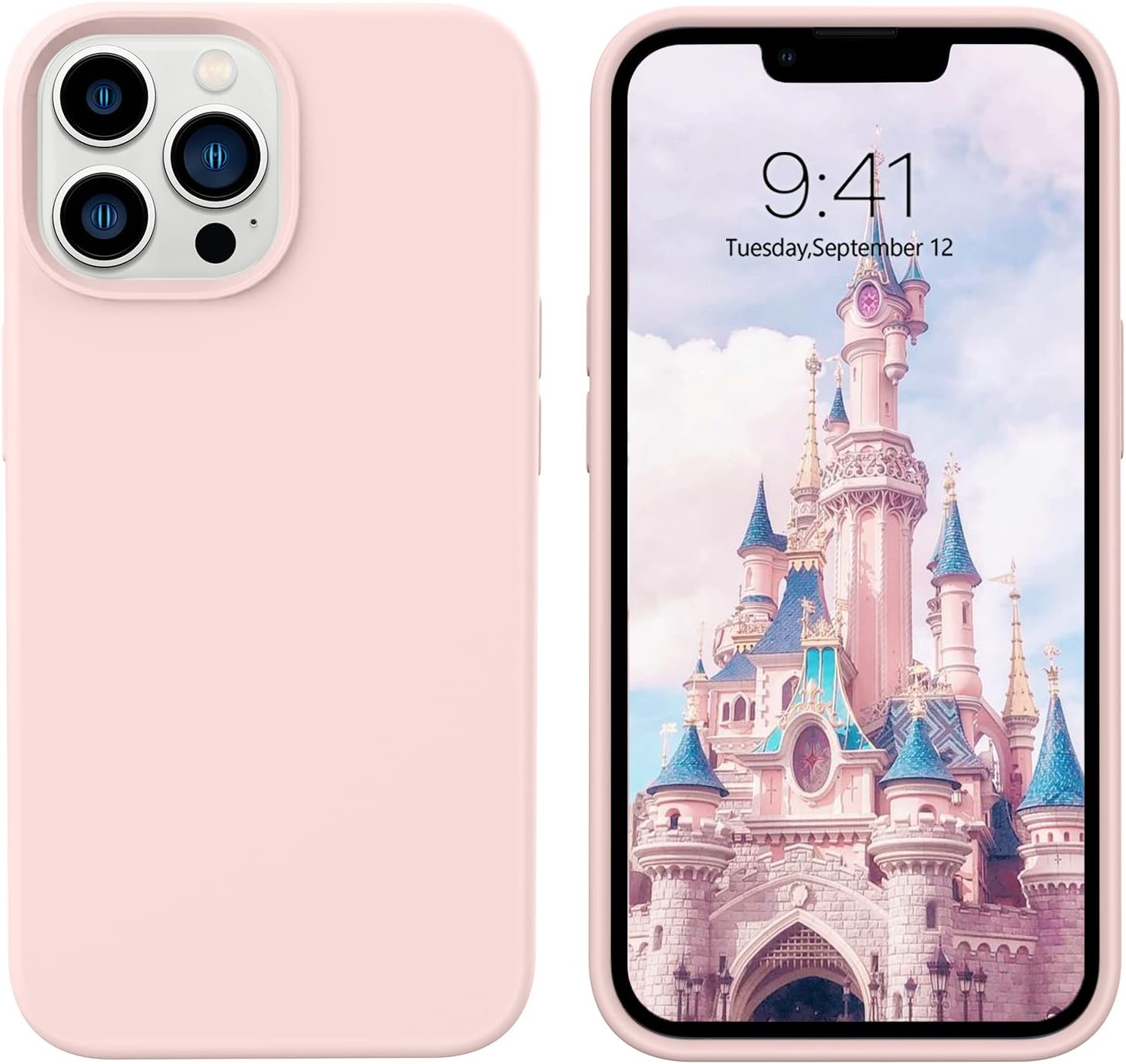 DUEDUE Silicone Case for iPhone 13 Pro Max, Ultra Slim Fit Liquid Silicone Gel Cover with Full Body Protection, Anti-Scratch Shockproof Silicone Case for iPhone 13 Pro Max 6.7", Pink