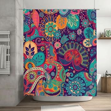 Shower Curtain for Bathroom Mandala Bohemian Paisley Shower Curtains Polyester Fabric Bathroom Decor Curtain with Hooks 72 X72 Inches