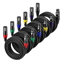 Vista 8 de EBXYA Cables XLR, paquete de 4 cables XLR macho a hembra de 35 pies, cable de altavoz equilibrado de 3 pines, cable de micrófono multicolor
