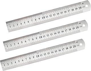 8 Inch Stainless Steel Ruler with Imperial and Metric Scales, 20Cm 3 Pcs