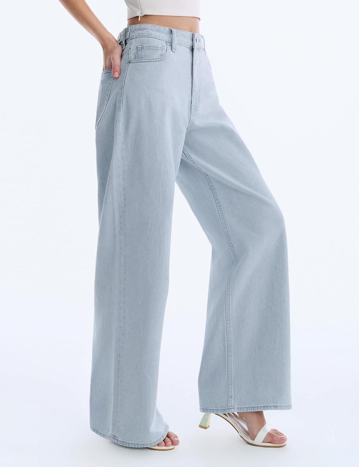 Women's Adjustable Wasit Wide Leg Jeans Baggy High Waisted Jeans Y2K Casual Trendy Denim Pants - Image 2