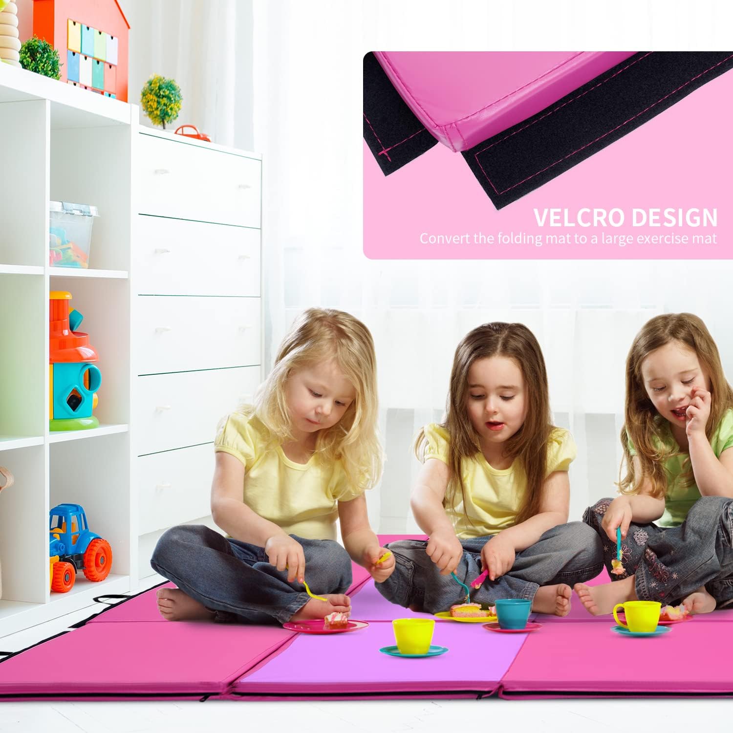 Sunoutife Gymnastics Mat, 3'x6'x2'' Folding Kids' Gymnastics Tumbling Mat with Carrying Handles for Home Gym Exercise & Play : Everything Else