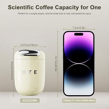 OTE Coffee Cup Travel Mug 8 OZ, Keep Ice & Hot Personal Coffee Cup, 350 ML Vacuum Insulated Tumbler, BPA-Free Stainless Steel Coffee Cups, Leakproof, Black