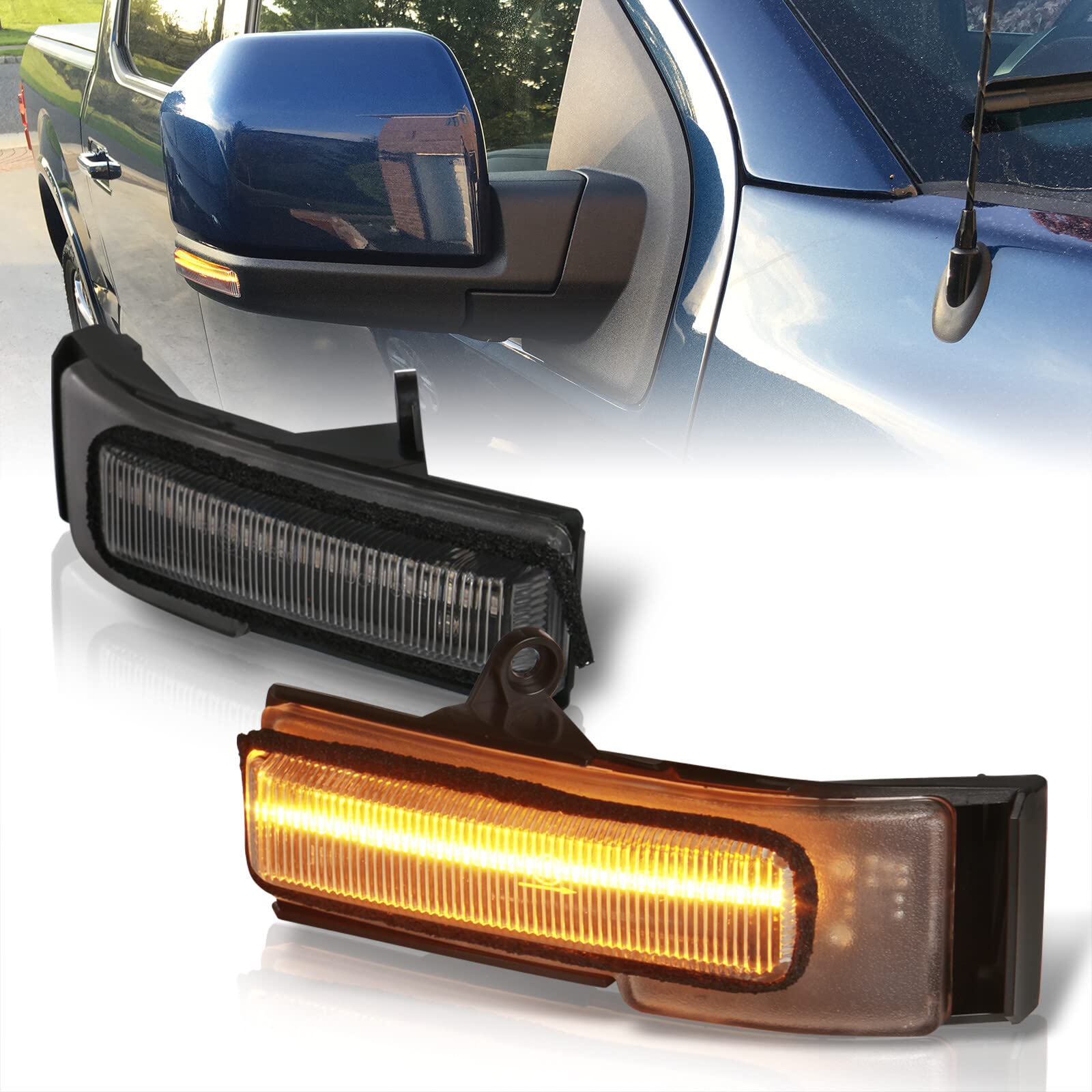 AJP Distributors Upgrade 2-Pieces Clear Lens Amber Sequential LED Side Mirror Turn Signal Lights Lamps Assembly Pair Set Compatible/Replacement For F150 2015 2016 2017 2018 2019 2020 15 16 17 18 19 20
