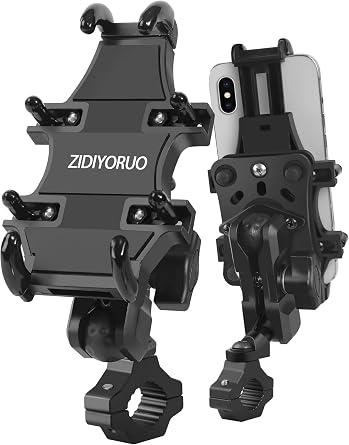 ZIDIYORUO Motorcycle ATV Phone Holder, Aluminum Heavy Duty Phone Mount for Motorcycle Universal 7/8"-9/8" Handlebars, Fit for All iPhone 14 13 12 Pro Max Android Samsung Smart Devices