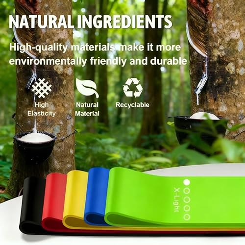 Miniatura 2 de Juego de bandas de resistencia de 5 niveles: bandas de ejercicio respetuosas con la piel para fitness en casa, yoga, entrenamiento de piernas y