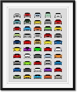 Italian Car Poster - Print features Best of Italian Cars Evolution History Generations Wall Art Handmade Perfect Gift For Italian Car Enthusiast - 17x22" (Unframed) Satin Print