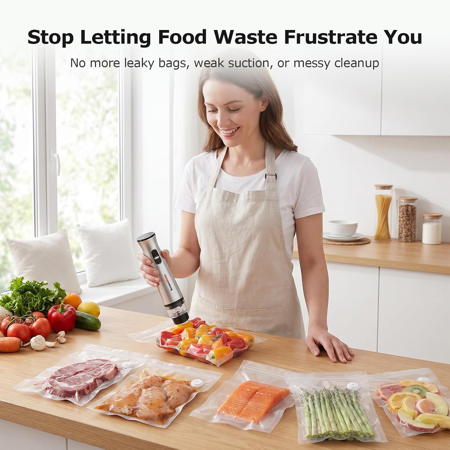  Handheld Vacuum Sealer for Travel, 30 Reusable Bags | Compact Food Saver Vacuum Sealer,6X Freshness Preservation,Rechargeable,Detachable Visible Water Tank,Auto Stop,Low-Noise thumbnail