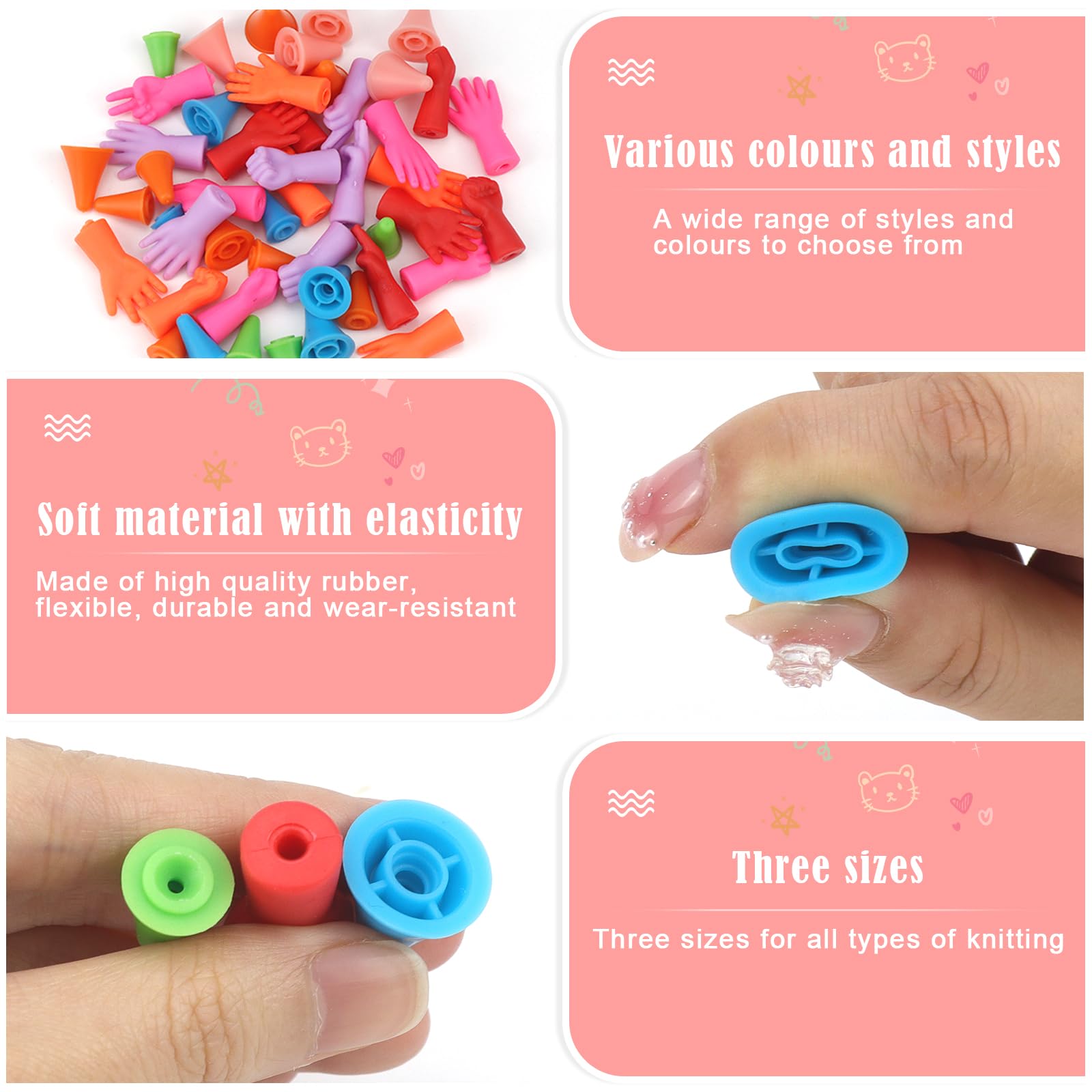 40 Protezioni Per Ferri Da Maglia In Silicone - 20 Grandi E 20 Piccole, Multicolore - Foto 2