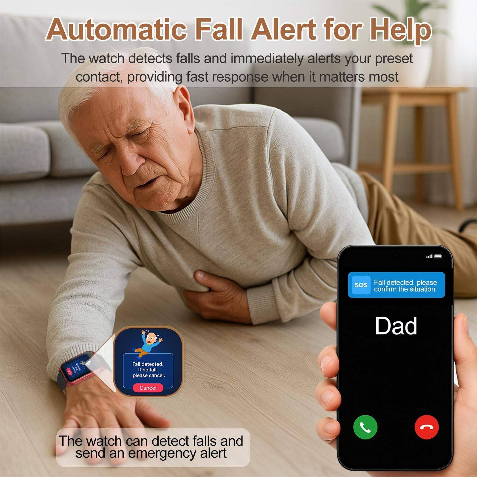 Montre Connectée avec Détection De Chute pour Seniors A
