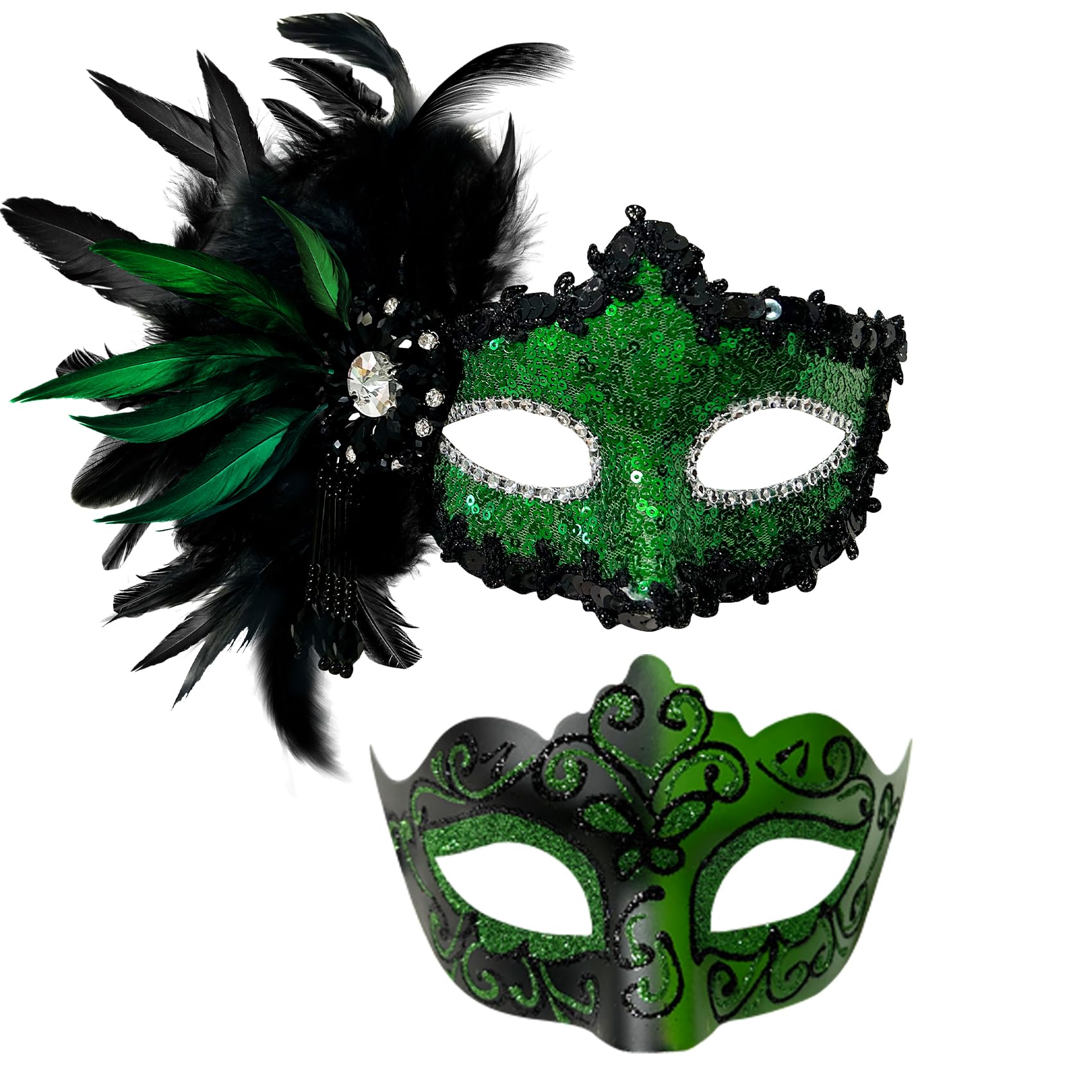 Allruyee 2025 New Feather Masquerade Mask for Women Men Couple