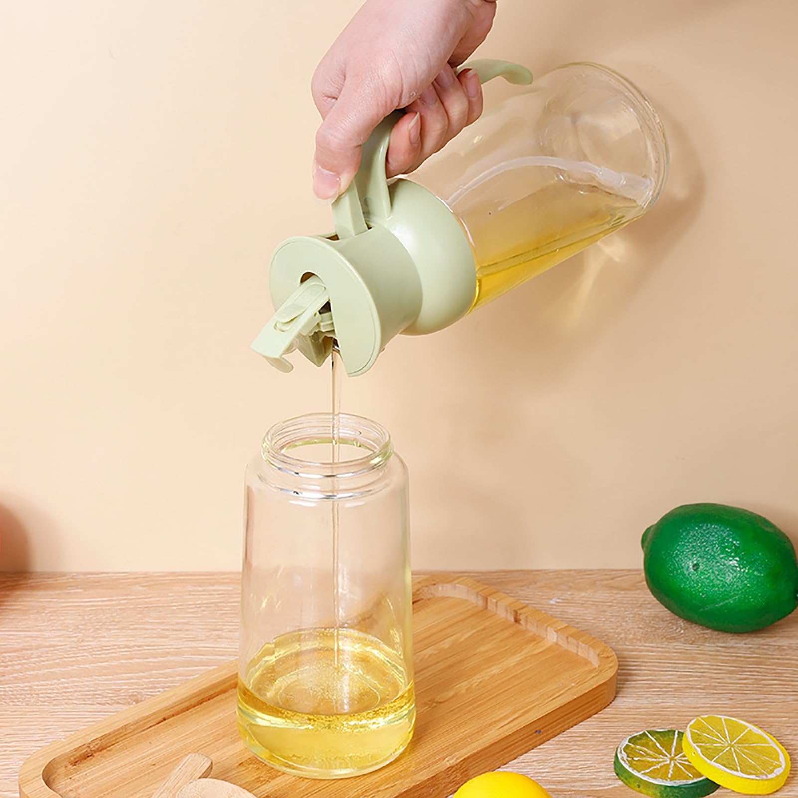 Pulverizadores de Aceite Botella de aceite en aerosol, pulverizador vidrio pulverizable y vertible, botella prensa for condimentos para Accesorios de Cocina(Verde)