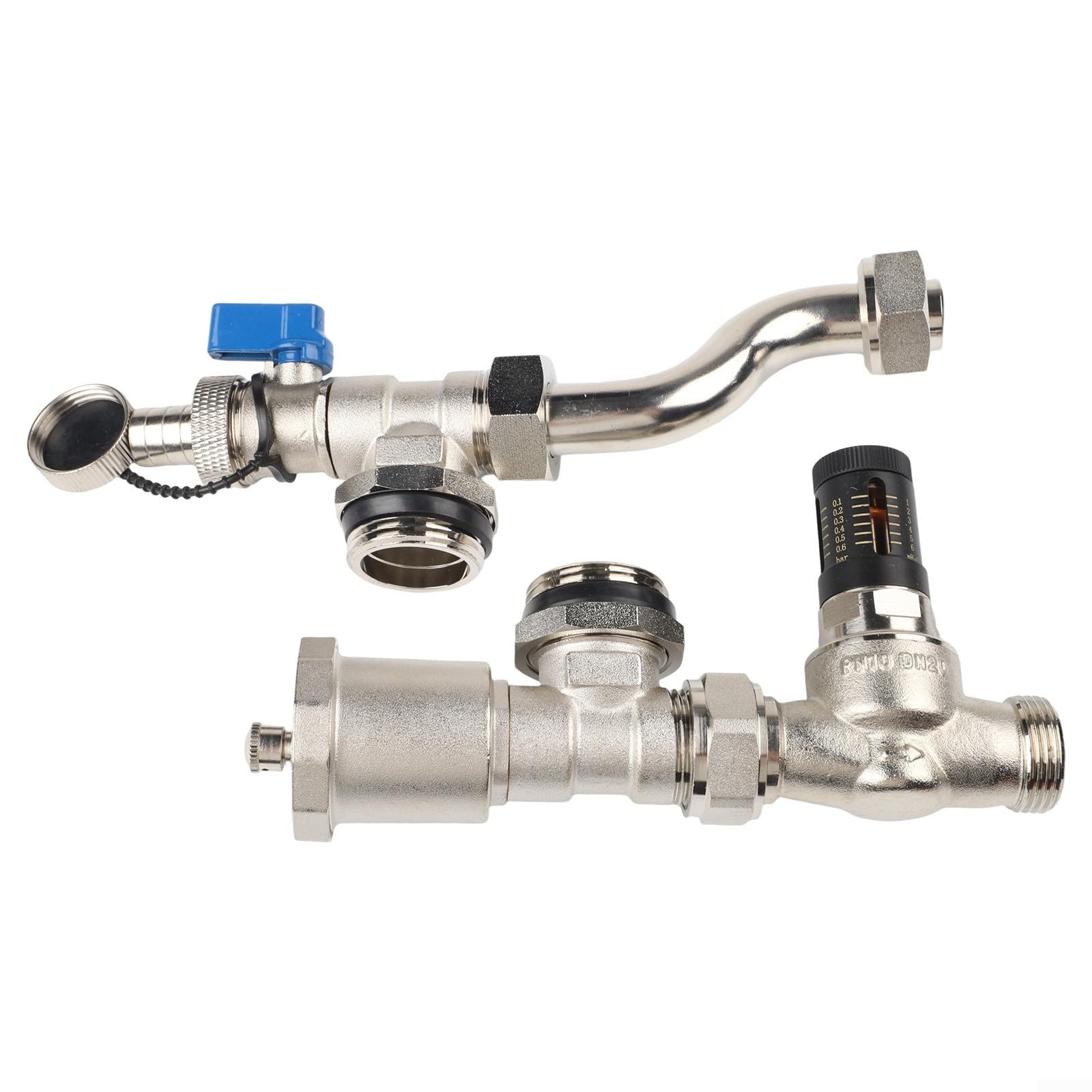 Valvola di bypass della pressione differenziale, distanza centrale 210 mm, connettore collettore di riscaldamento a pavimento in ottone, bilanciamento automatico della pressione di ventilazione