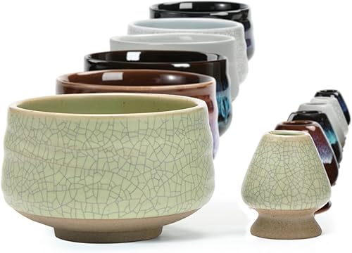 Miniatura 8 de TEANAGOO - Juego de tazón de té Matcha con asa, juego de tazón de cerámica Matcha y soporte para batidor, tazón de té verde, 2 piezas Macha Chawan