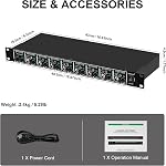 Headphone Amp, 8-Channel Rackmount Headphone Mixing Distribution Amplifier with Stereo/Mono Modes, 16 Headphone Outputs, LED Meters for Studio & Live Sound Monitoring