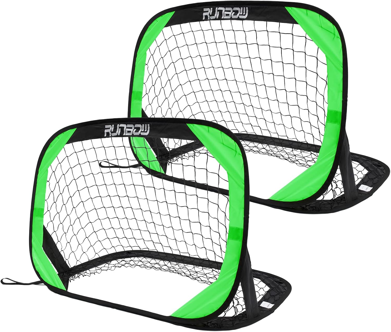RUNBOW 3.3x2.2ft Pop Up Portable Soccer Goal for Kids Children's Soccer Net Outdoor Fun in Backyard and Beach?3.3x2.2ft? Green 3.3x2.2 FT,2 Pack