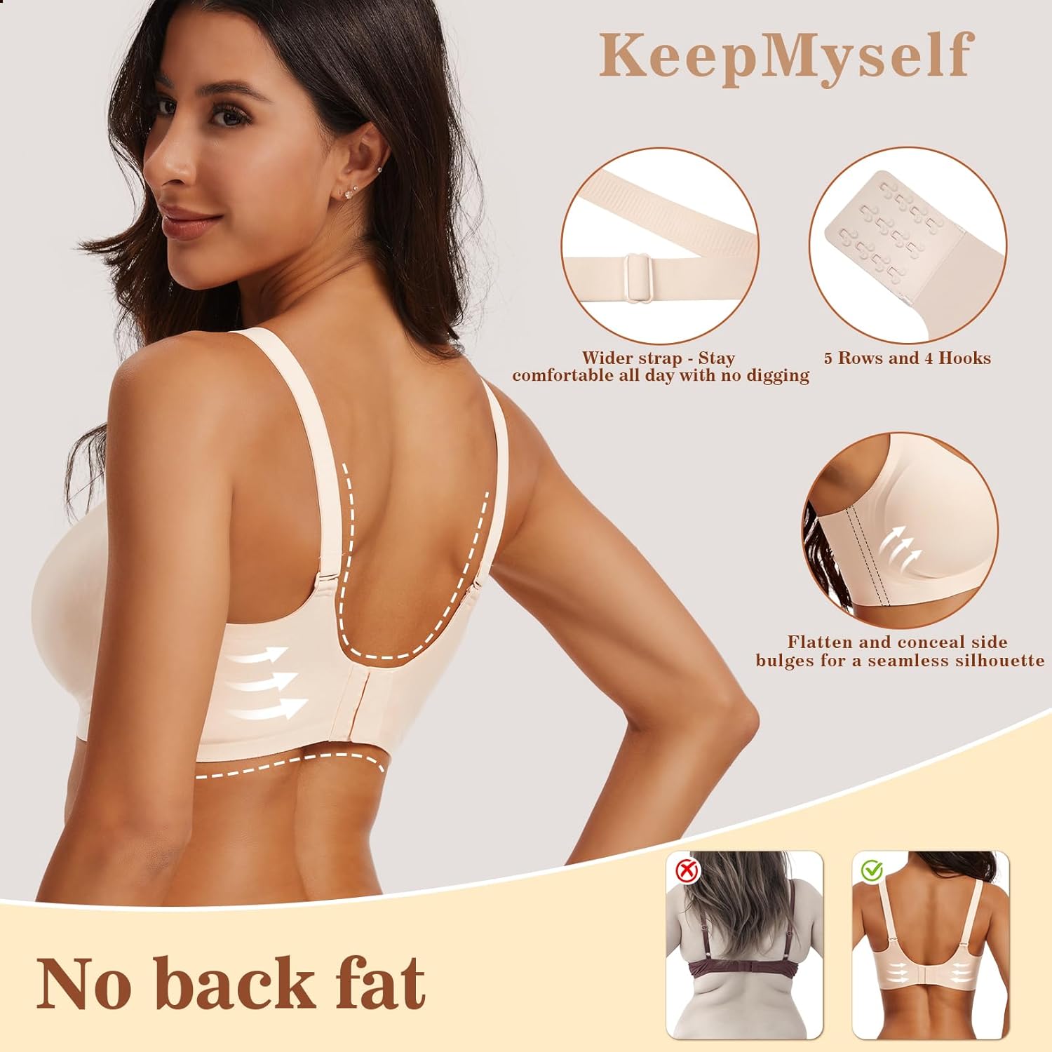 Seamless Wireless Bra for Women, Ultra Soft Breathable Non Padded Comfort,Lightly Lined Full Coverage Everyday T-Shirt Bra Nude - Image 3