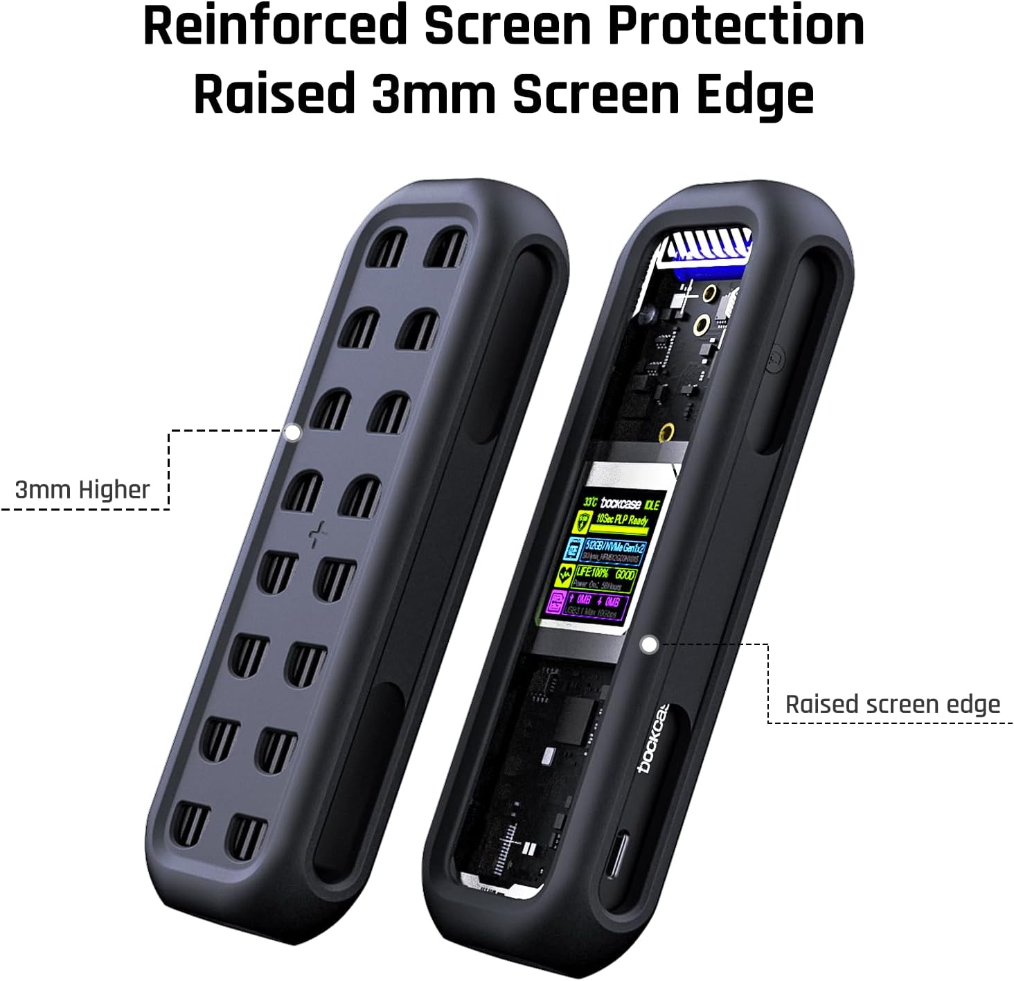 DOCKCASE Visual Smart M.2 NVMe SSD Enclosure with Silicone Case