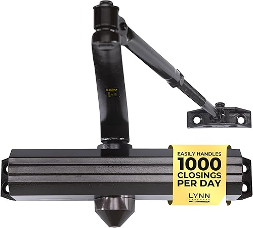 Miniatura 8 de LYNN HARDWARE Cierrapuertas automático de servicio medio/resistente (plateado) - grado comercial, elección de contratistas, velocidad y fuerza